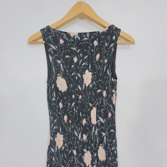 Vintage Silk Floral Print Maxi Dress Bias Cowl Neck Charter Club Sheer Lined 4P - Picture 9 of 11